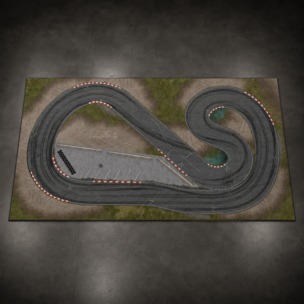 Eigenes Drift-Strecken-Layout aus der Vogelperspektive — auf PVC gedruckt und versandfertig