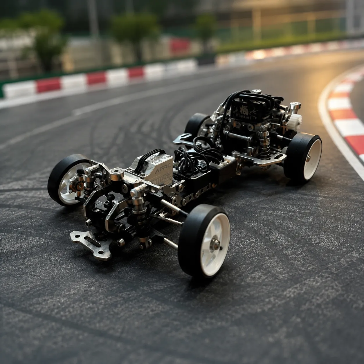 RC Drift Auto im Drift auf der PVC Strecke